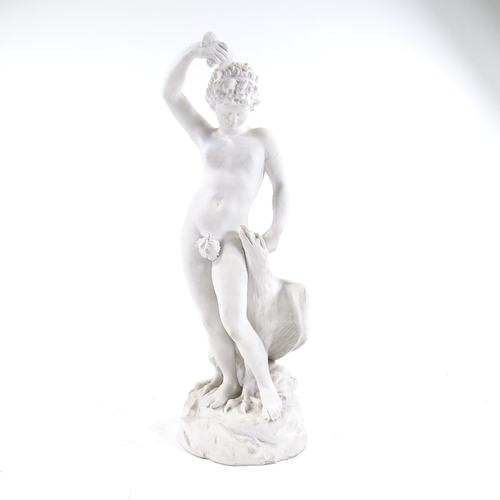 245 - A Vienna bisque porcelain figure, Classical boy with an eagle, height 34cm