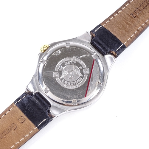 407 - LONGINES - a stainless steel E.F Co Conquest quartz wristwatch, silvered dial with luminous gilt bat... 