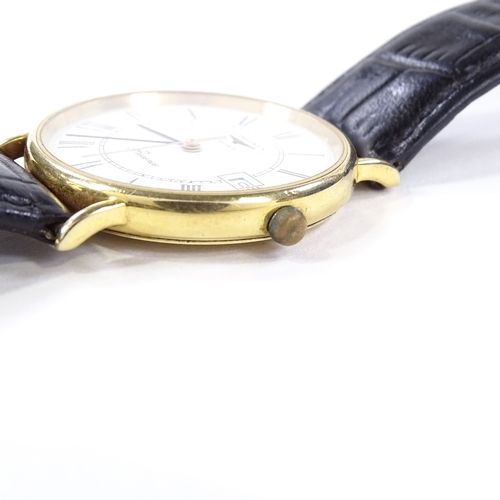 409 - LONGINES - a 9ct gold Presence quartz wristwatch, white dial with roman numeral hour markers and dat... 