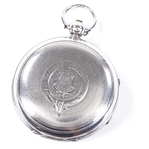 410 - A silver-cased open-face key-wind pocket watch, by C Calow of Belfast, cream dial with Roman numeral... 