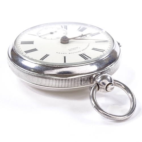 410 - A silver-cased open-face key-wind pocket watch, by C Calow of Belfast, cream dial with Roman numeral... 