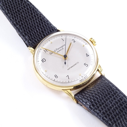 418 - GIRARD PERREGAUX - an 18ct gold mechanical wristwatch, silvered dial with Arabic and gilt dot hour m... 