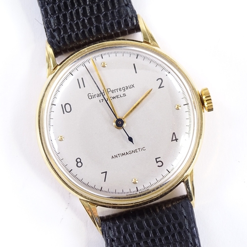 418 - GIRARD PERREGAUX - an 18ct gold mechanical wristwatch, silvered dial with Arabic and gilt dot hour m... 