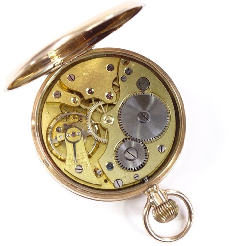 423 - A 9ct gold open-face top-wind pocket watch, white enamel dial with Roman numeral hour markers and su... 