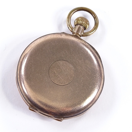 426 - A 9ct rose gold half hunter side-wind pocket watch, white enamel dial with Roman numeral hour marker... 