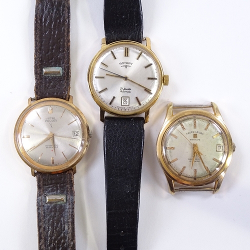 427 - 3 gold plated automatic wristwatches, comprising Favre-Leuba Daymatic, Rotary and Ultra Precision, f... 