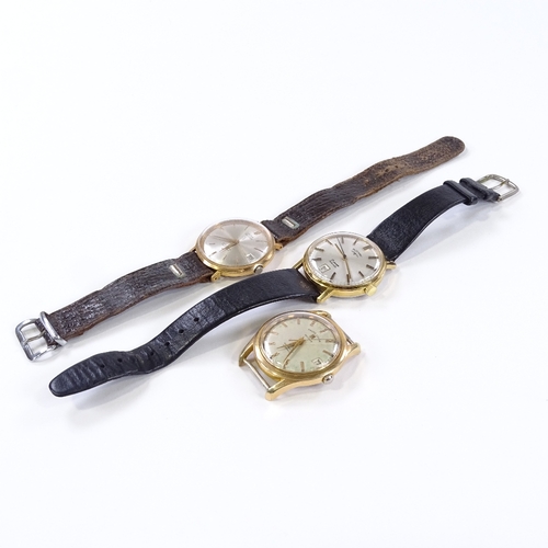 427 - 3 gold plated automatic wristwatches, comprising Favre-Leuba Daymatic, Rotary and Ultra Precision, f... 