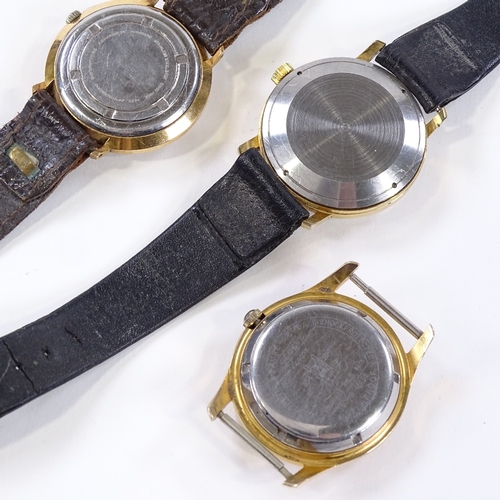 427 - 3 gold plated automatic wristwatches, comprising Favre-Leuba Daymatic, Rotary and Ultra Precision, f... 