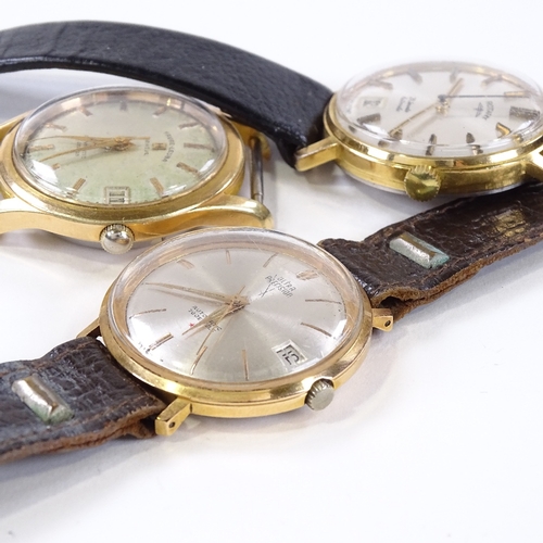 427 - 3 gold plated automatic wristwatches, comprising Favre-Leuba Daymatic, Rotary and Ultra Precision, f... 