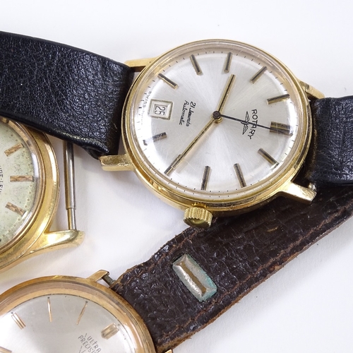 427 - 3 gold plated automatic wristwatches, comprising Favre-Leuba Daymatic, Rotary and Ultra Precision, f... 