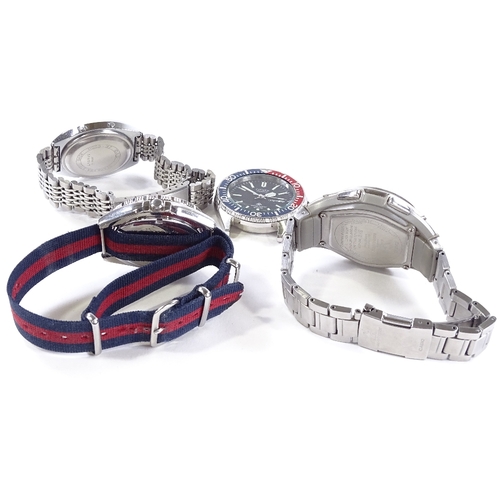 429 - CASIO - 4 stainless steel quartz wristwatches, including Pepsi Bezel Diver models (4)