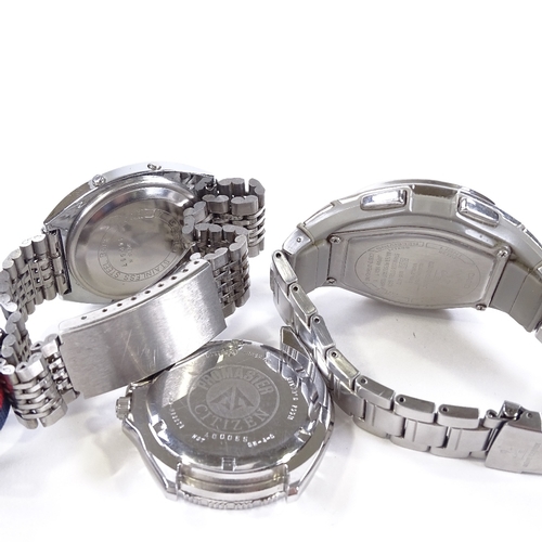 429 - CASIO - 4 stainless steel quartz wristwatches, including Pepsi Bezel Diver models (4)