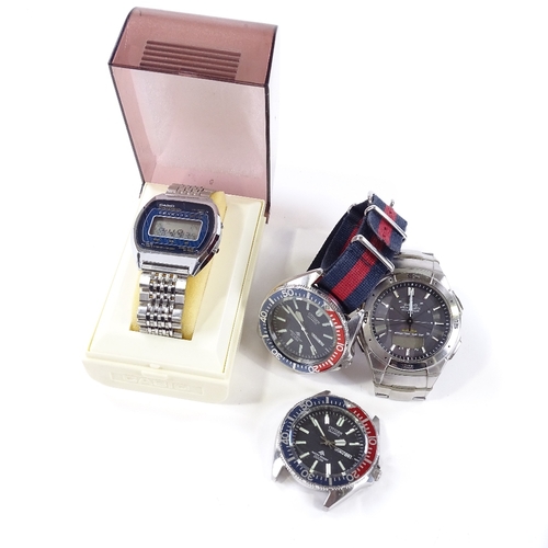 429 - CASIO - 4 stainless steel quartz wristwatches, including Pepsi Bezel Diver models (4)