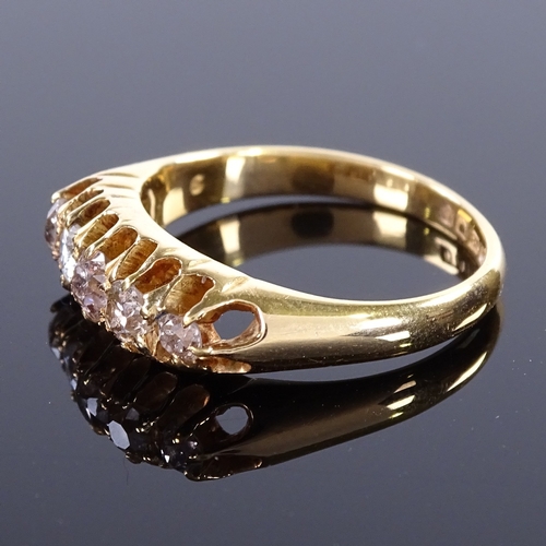 462 - An 18ct gold graduated 5-stone diamond half-hoop ring, maker's marks AW, hallmarks London 1914, sett... 