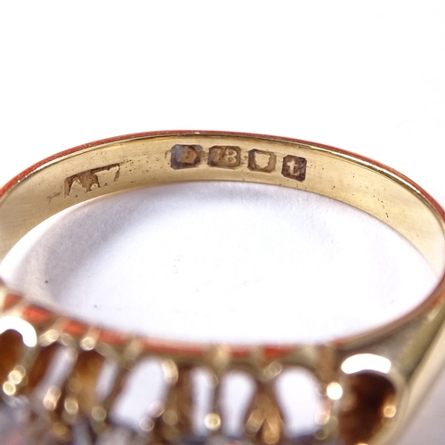 462 - An 18ct gold graduated 5-stone diamond half-hoop ring, maker's marks AW, hallmarks London 1914, sett... 