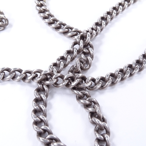 477 - A George V long silver muff chain, by Henry Allday & Son, hallmarks Birmingham 1911, with dog clip, ... 