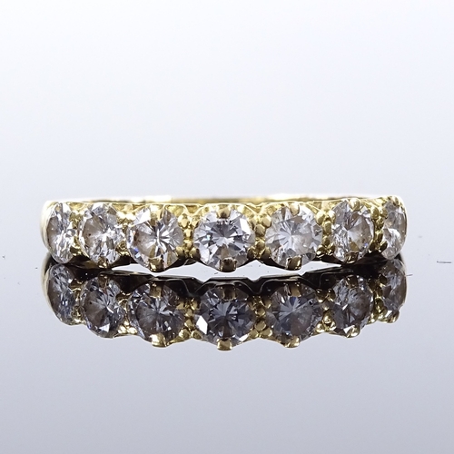 507 - An unmarked gold 7-stone diamond half hoop ring, total diamond content approx 1.4ct, each diamond ap... 