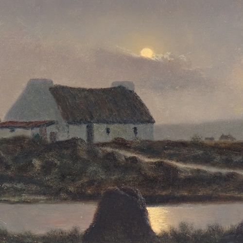 1001 - Ciaran Clear (1920 - 2000), oil on board, Moonrise, signed, also signed and titled verso with Irish ... 