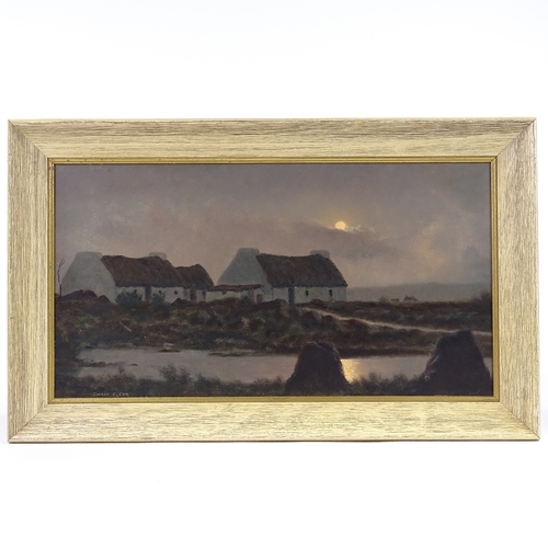 1001 - Ciaran Clear (1920 - 2000), oil on board, Moonrise, signed, also signed and titled verso with Irish ... 