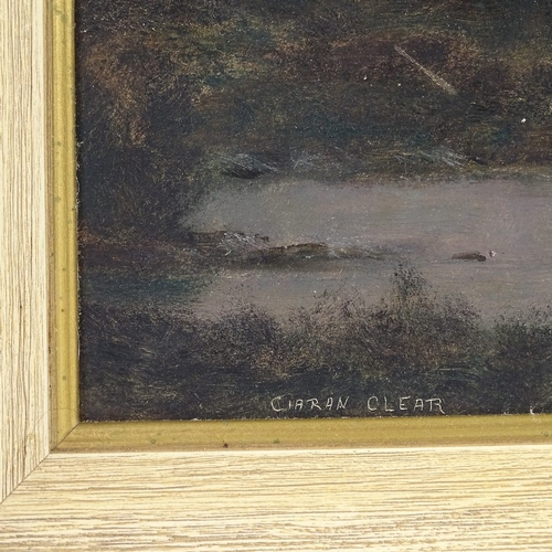 1001 - Ciaran Clear (1920 - 2000), oil on board, Moonrise, signed, also signed and titled verso with Irish ... 