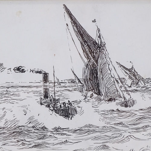 1006 - William Lionel Wyllie (1851 - 1931), pen and ink, tugs and sprits, 4.5