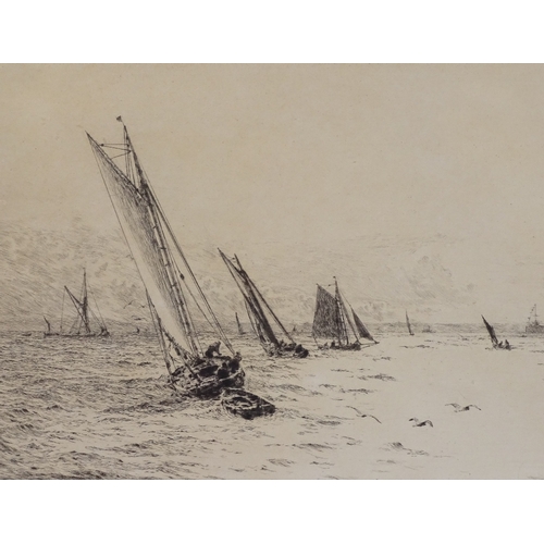 1007 - William Lionel Wyllie (1851 - 1931), etching, the Solent, signed in pencil, plate size 6.5