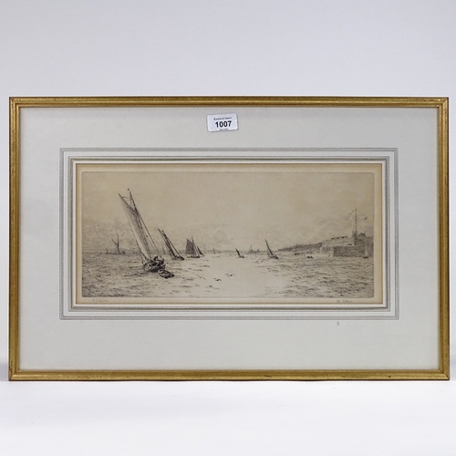 1007 - William Lionel Wyllie (1851 - 1931), etching, the Solent, signed in pencil, plate size 6.5