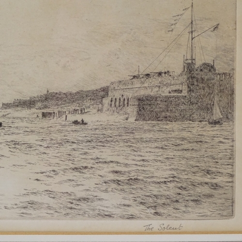 1007 - William Lionel Wyllie (1851 - 1931), etching, the Solent, signed in pencil, plate size 6.5