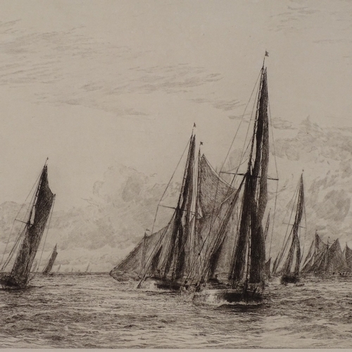 1007 - William Lionel Wyllie (1851 - 1931), etching, the Solent, signed in pencil, plate size 6.5