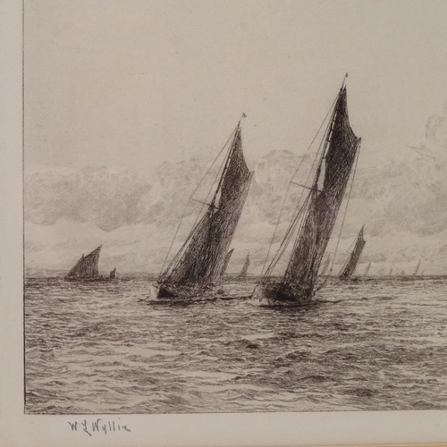 1008 - William Lionel Wyllie (1851 - 1931), etching, Jenkins Swatchway - Thames barges racing on the river ... 