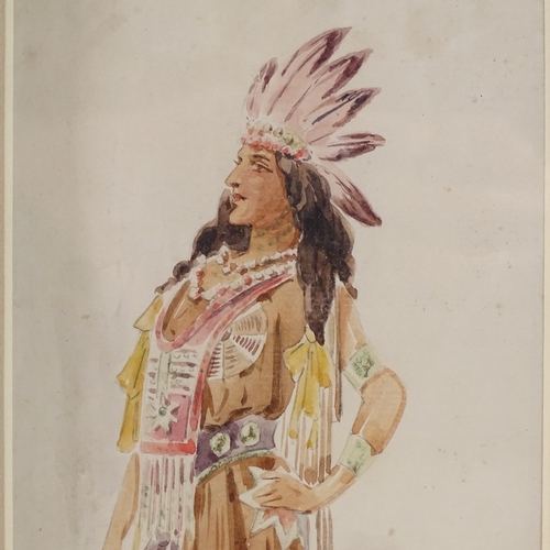 1012 - 3 original watercolour theatrical costume designs, circa 1900, all unsigned, largest 16