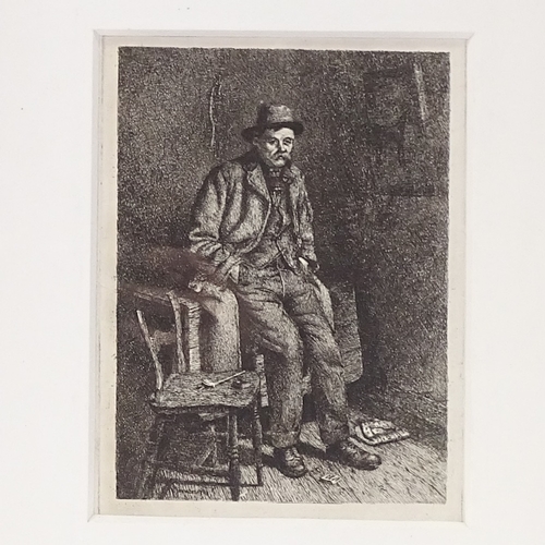 1015 - Charles Spencelayh, 4 etchings, caricature portraits, all signed in the plate, together with a refer... 