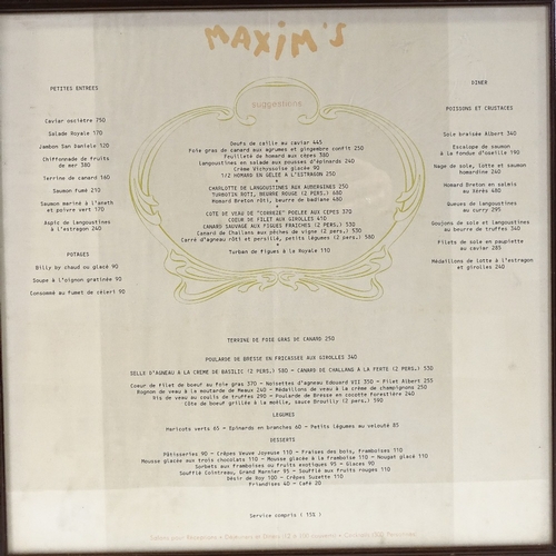 1018 - David Hockney, 4 menu card prints, including Langans Brasserie and Maxim's, framed (4)