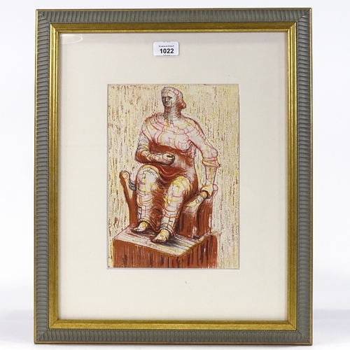 1022 - Henry Moore, original lithograph, seated figure, 1950, 11