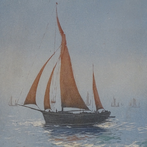 1023 - Colour lithograph, circa 1910, sailing boats, unsigned, image 10