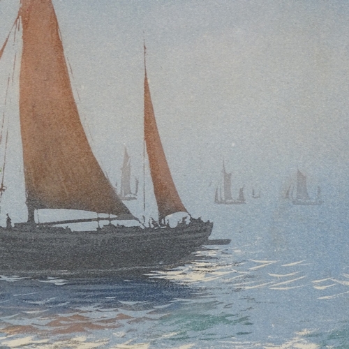 1023 - Colour lithograph, circa 1910, sailing boats, unsigned, image 10