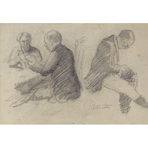 1024 - Henryk Gotlib, pencil sketch, card players, 8