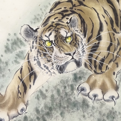 1029 - A Chinese scroll painting, tiger study