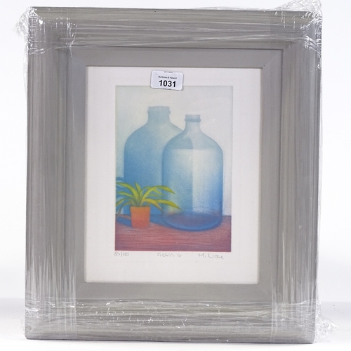 1031 - Martin Ware, coloured etching, glass 4, signed in pencil, plate size 8