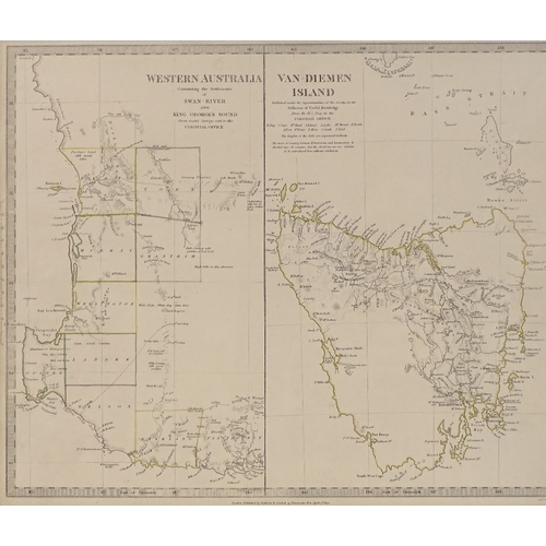 1033 - A 19th century hand coloured map of Western Australia and Van Diemen Island 1833, image 12.5