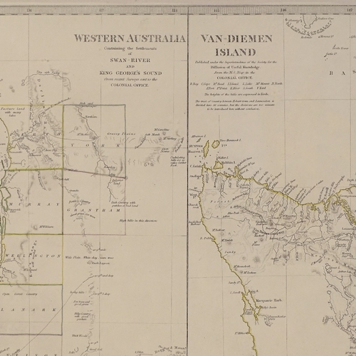 1033 - A 19th century hand coloured map of Western Australia and Van Diemen Island 1833, image 12.5