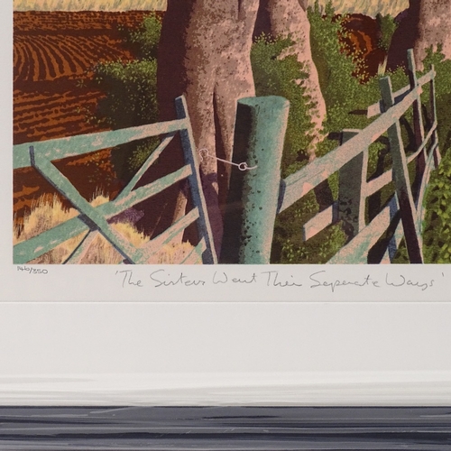 1035 - Simon Palmer, screen print, the sisters went their separate ways, signed in pencil, no. 146/350, ima... 