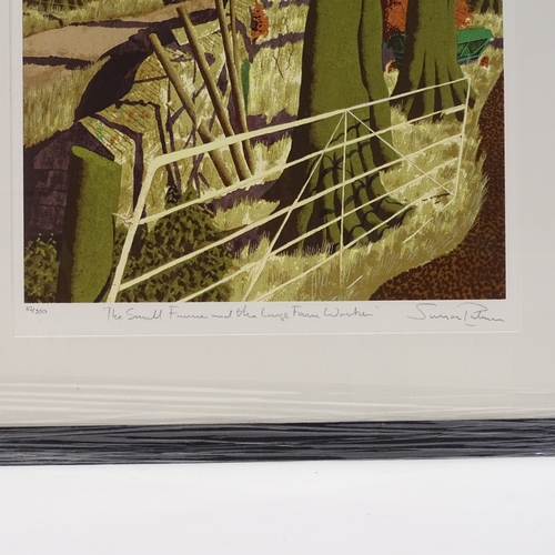 1036 - Simon Palmer, screen print, the small farmer and the large farm worker, signed in pencil, no. 112/35... 