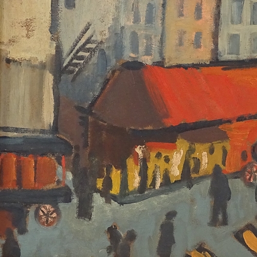 1038 - Oil on board, impressionist market scene, unsigned, 9