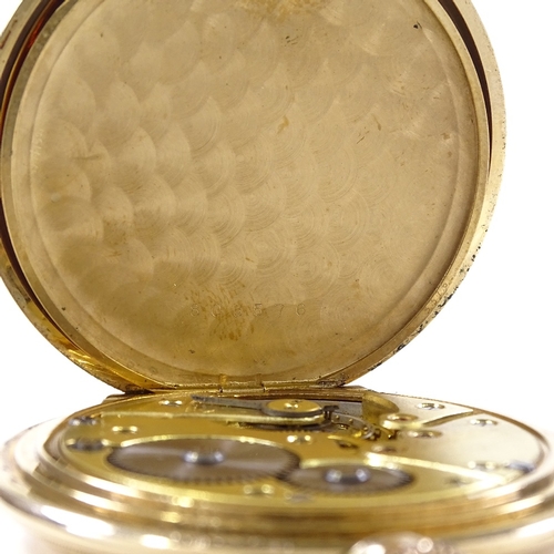 421 - An Art Deco gold plated full hunter pocket watch, by Favor, champagne dial with gilt Arabic numerals... 