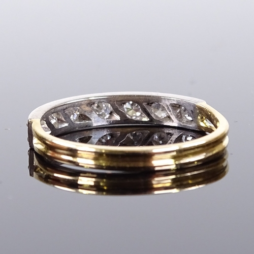 544 - An 18ct gold 7-stone diamond half eternity ring, total diamond content approx 0.3ct, maker's marks R... 