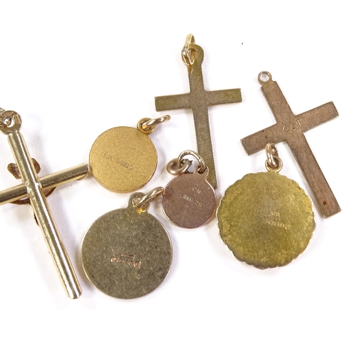 558 - Various 9ct gold St Christopher pendants and crosses, including 1 by Georg Jensen, largest cross hei... 