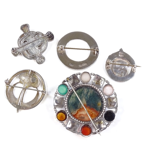 580 - Various Scottish silver jewellery, including agate brooch, ola gori pendant/brooch etc, 48.8g total ... 