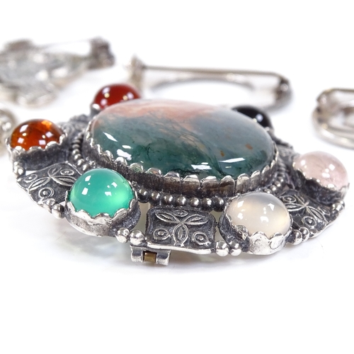 580 - Various Scottish silver jewellery, including agate brooch, ola gori pendant/brooch etc, 48.8g total ... 