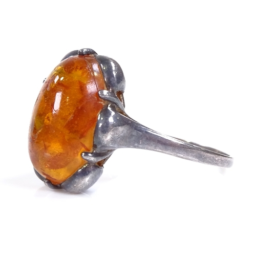 583 - Various silver jewellery, comprising N.E. From Danish sterling ribbon brooch and cufflinks, amber ri... 